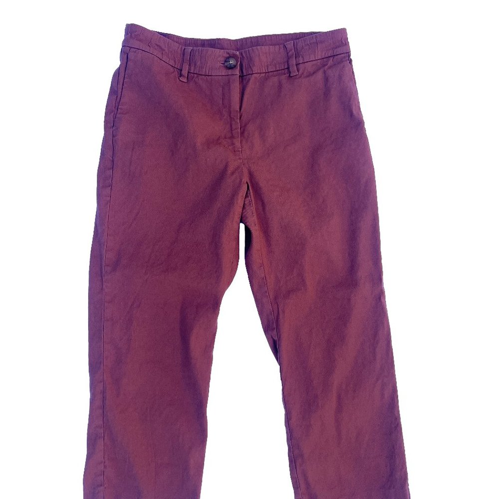 J. Jill Women's Linen Stretch Crop Straight Leg Pants Rust Brown Size 6 Petite